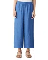 Eileen Fisher Wide Leg Organic Linen Cropped Pants In Ultamarine