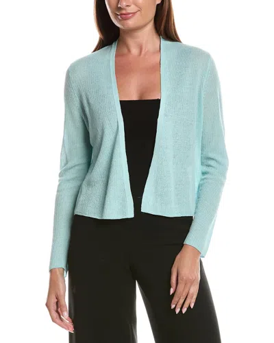 Eileen Fisher Linen-blend Cardigan In Blue