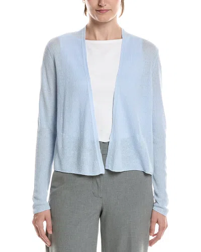 Eileen Fisher Linen-blend Cardigan In Blue