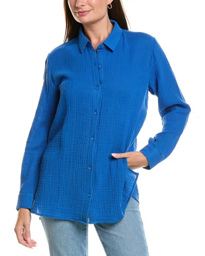 Eileen Fisher Lofty Gauze Classic Shirt In Brown