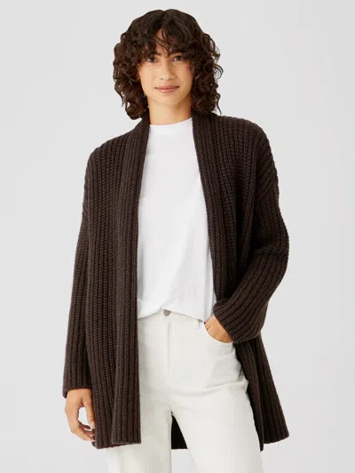Eileen Fisher Lofty Recycled Cashmere Cardigan In Brown