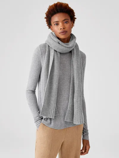 Eileen Fisher Lofty Recycled Cashmere Scarf In Gray