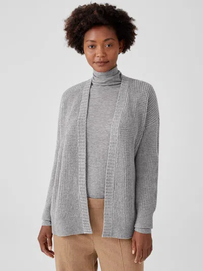 Eileen Fisher Lofty Recycled Cashmere V-neck Cardigan In Gray