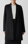 Eileen Fisher Open-front Flex Ponte Long Blazer In Black