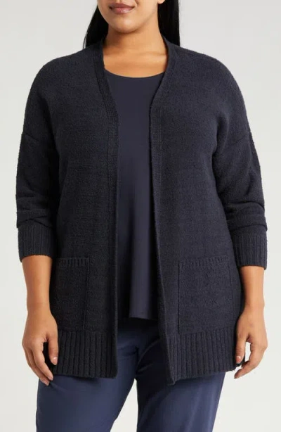 Eileen Fisher Long Boxy Organic Cotton Cardigan In Nocturne