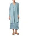 Eileen Fisher Long Linen & Cotton Cardigan Sweater In Seafoam