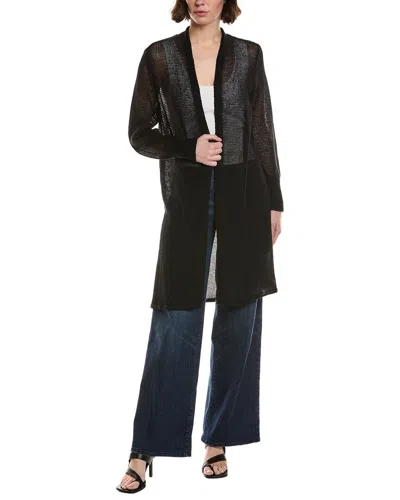 Eileen Fisher Long Linen-blend Cardigan In Pattern