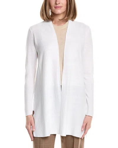 Eileen Fisher Long Linen-blend Cardigan In White
