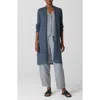 Eileen Fisher Long Organic Cotton Blend Cardigan In Eclipse