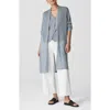Eileen Fisher Long Organic Cotton Blend Cardigan In Greystone