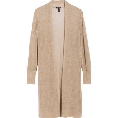 Eileen Fisher Long Organic Cotton Blend Cardigan In Brown