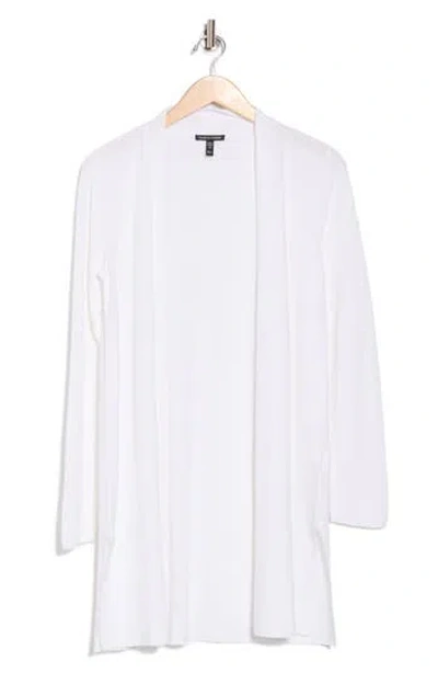 Eileen Fisher Long Organic Linen & Organic Cotton Cardigan In White
