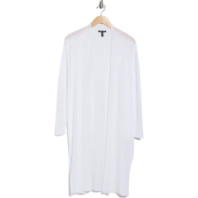 Eileen Fisher Long Organic Linen & Organic Cotton Cardigan In White