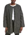 Eileen Fisher Long Quilted Coat In Gray