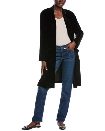 Eileen Fisher Long Silk-blend Jacket In Black