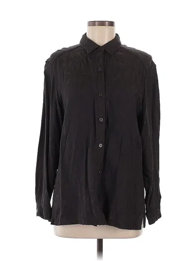 Pre-owned Eileen Fisher Long Sleeve Blouse In Black