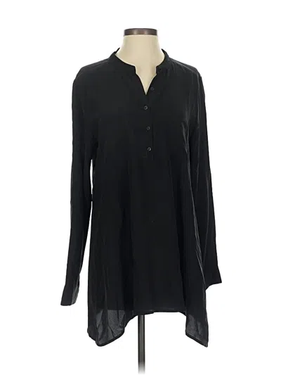 Pre-owned Eileen Fisher Long Sleeve Blouse In Black