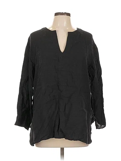 Pre-owned Eileen Fisher Long Sleeve Blouse In Black