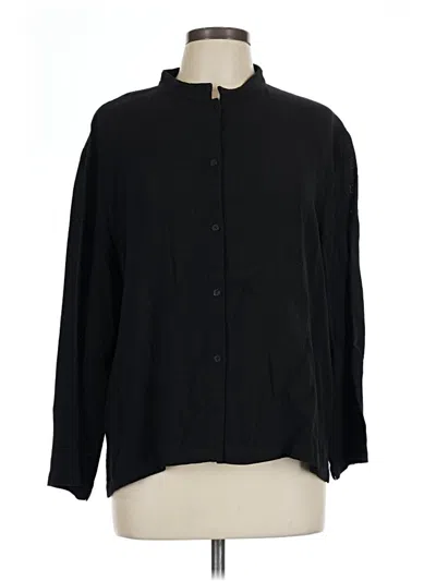Pre-owned Eileen Fisher Long Sleeve Blouse In Black