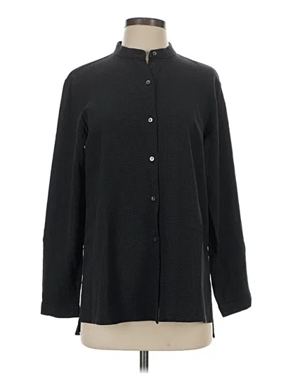 Pre-owned Eileen Fisher Long Sleeve Blouse In Black