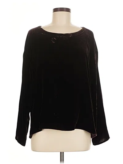 Pre-owned Eileen Fisher Long Sleeve Blouse In Black