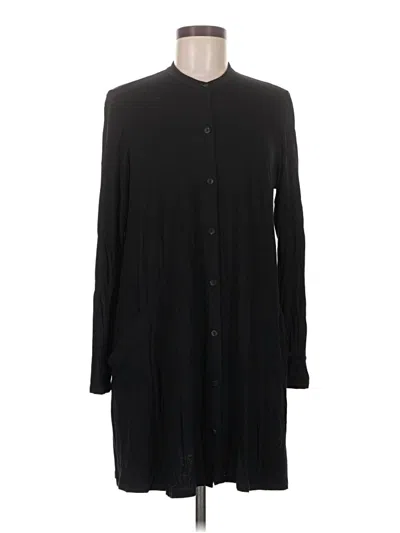 Pre-owned Eileen Fisher Long Sleeve Blouse In Black