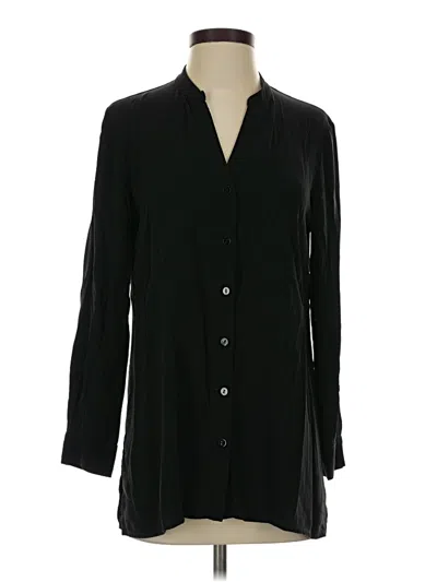 Pre-owned Eileen Fisher Long Sleeve Blouse In Black