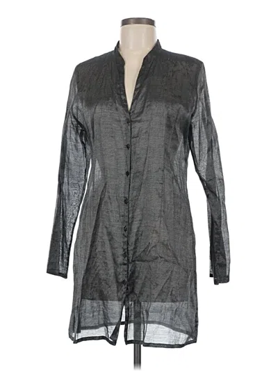 Pre-owned Eileen Fisher Long Sleeve Blouse In Black