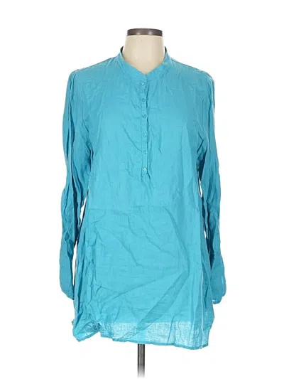 Pre-owned Eileen Fisher Long Sleeve Blouse In Blue