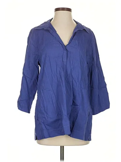 Pre-owned Eileen Fisher Long Sleeve Blouse In Blue