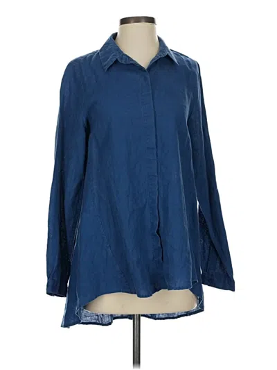 Pre-owned Eileen Fisher Long Sleeve Blouse In Blue