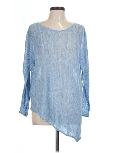 Pre-owned Eileen Fisher Long Sleeve Blouse In Blue