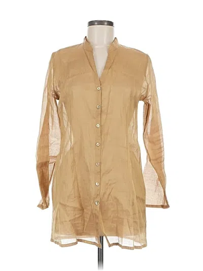 Pre-owned Eileen Fisher Long Sleeve Blouse In Brown