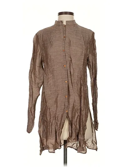 Pre-owned Eileen Fisher Long Sleeve Blouse In Brown