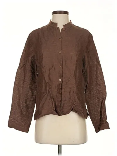 Pre-owned Eileen Fisher Long Sleeve Blouse In Brown