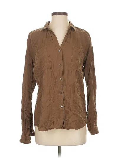 Pre-owned Eileen Fisher Long Sleeve Blouse In Brown