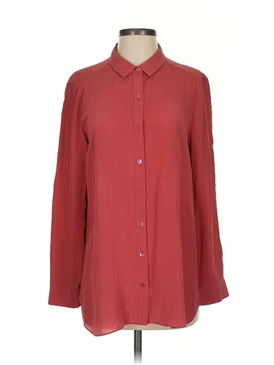 Pre-owned Eileen Fisher Long Sleeve Blouse In Burgundy