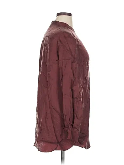 Pre-owned Eileen Fisher Long Sleeve Blouse In Burgundy