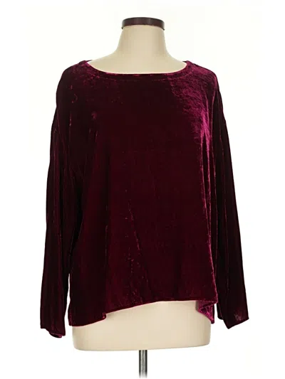 Pre-owned Eileen Fisher Long Sleeve Blouse In Burgundy