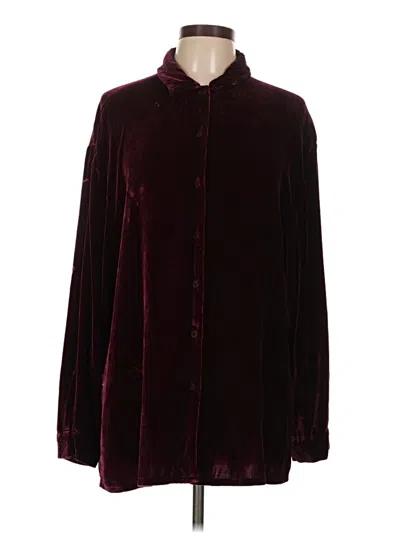 Pre-owned Eileen Fisher Long Sleeve Blouse In Burgundy