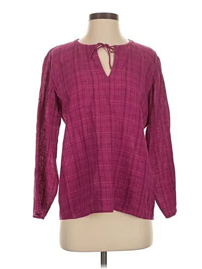 Pre-owned Eileen Fisher Long Sleeve Blouse In Burgundy