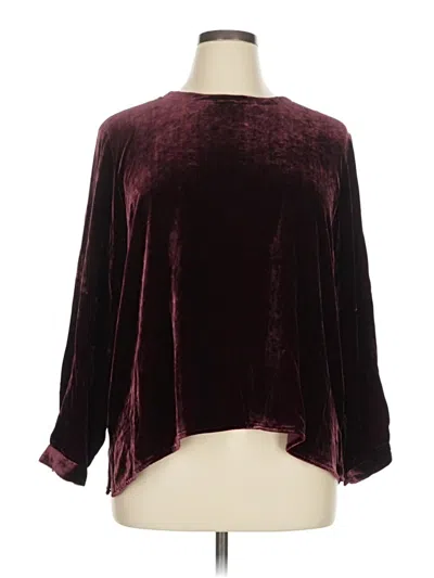 Pre-owned Eileen Fisher Long Sleeve Blouse In Burgundy