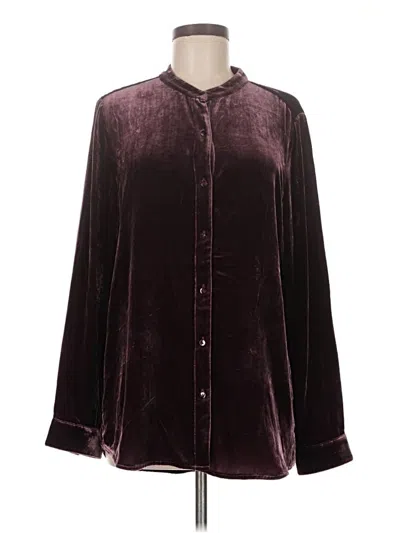Pre-owned Eileen Fisher Long Sleeve Blouse In Burgundy