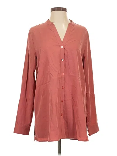 Pre-owned Eileen Fisher Long Sleeve Blouse In Burgundy