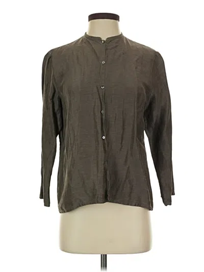 Pre-owned Eileen Fisher Long Sleeve Blouse In Gray