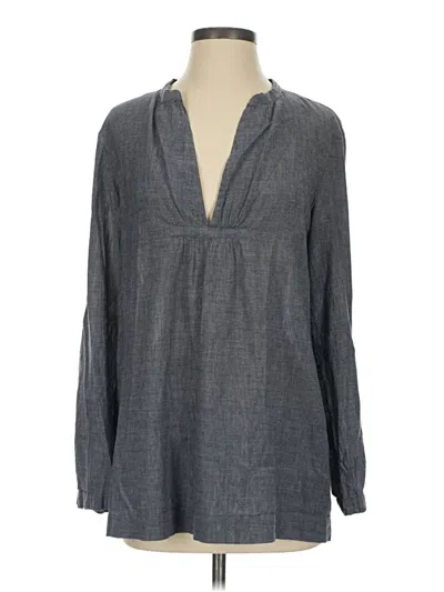 Pre-owned Eileen Fisher Long Sleeve Blouse In Gray