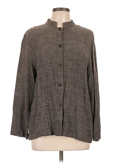 Pre-owned Eileen Fisher Long Sleeve Blouse In Gray