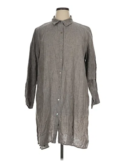 Pre-owned Eileen Fisher Long Sleeve Blouse In Gray