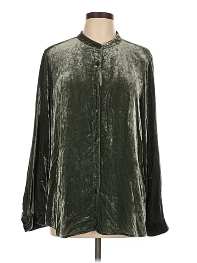 Pre-owned Eileen Fisher Long Sleeve Blouse In Green