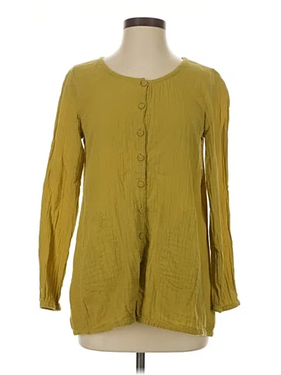 Pre-owned Eileen Fisher Long Sleeve Blouse In Green